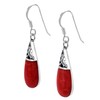Filigree Swirl Teardrop Reconstructed Red Coral Inlay .925 Sterling Silver
