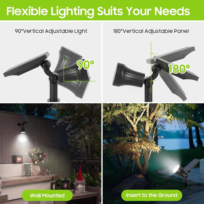 4-Pack Solar Spot Lights for Outside, 30LEDs Solar-Powered Lights Outdoor