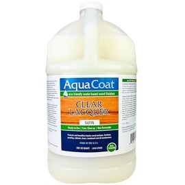 Aqua Coat Clear Lacquer in Gloss Finish - Premium Water-Based for Wood & Plastic - Fast-Drying, Non-Yellowing, Eco-Friendly - 1 Gallon, Self-Cross-Linking,