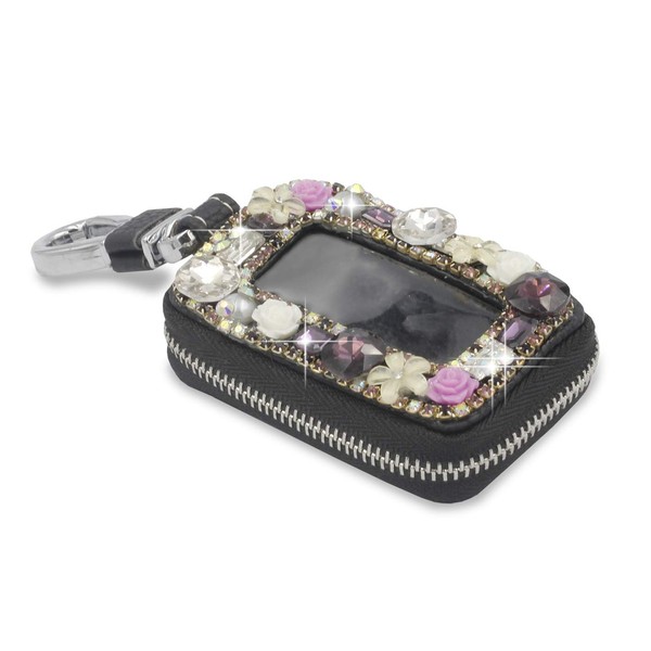 Bestbling Car Key Holder Flower 3D Handmade Leather Auto Key