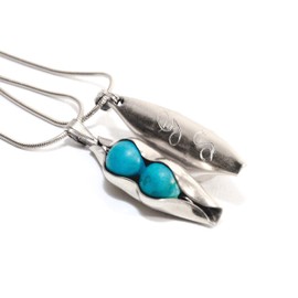 1st anniversary necklace | Two peas in a pod | Mixed birthstones | Paper anniversary | 1 year together | Sentimental husband & wife gift