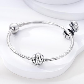 Hapour Clip Spacer Charm for Bracelet Clip Clasp Stopper Bead Spacer DIY Fit European Snake Bracelet Openable 925 Sterling Silver Beads Jewellery for Women, Cubic Zirconia, Sterling Silver, Cubic