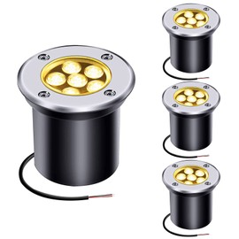 AHSELLUS Low Voltage Landscape Lights Outdoor In-Ground Lights Well Lights 6W 12V-24V IP67 Waterproof LED Landscape Lighting for Paver, Outdoor Pathway Lights Driveway Garden Lights (Warm White)