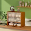 ILWorkTLs 3-Tier Small Bamboo Kitchen Pantry Sideboard with Sliding Striped