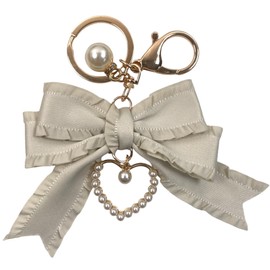 GrandslamEX Ribbon Ribbon Pearl Accessory Charm Key Ring Key Chain Lanyard Keychain Smartphone Pouch AirPods Pro Wallet Cute Simple Stylish Decorative Hook Small Colorful Korea, cloth, No Gemstone