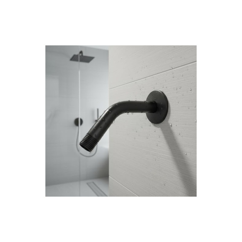Brazo Y Chapeton Para Regadera 15cm Acero Inox Negro Rugo
