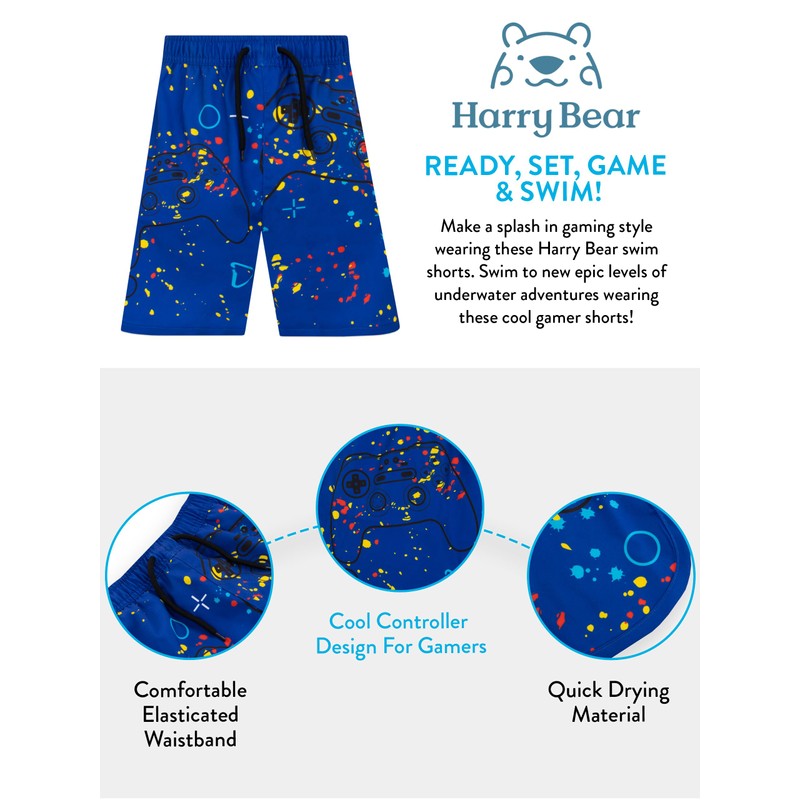 Harry Bear Boys' Swimming Trunks, Gaming Swimming Suit, Swimming Trunks,