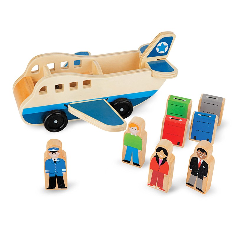 Melissa & Doug Wooden Airplane Play Set with 4 Play