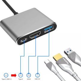 AlepTau USB C HDMI 4K Hub Type C 3.1 to HDMI USB 3.0 Adapter for Macbook US
