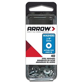 Arrow WS1/8 Steel 1/8-Inch Flat Washers for Screws, Bolts, and Rivets for Metal and Auto Repair, 40-Pack