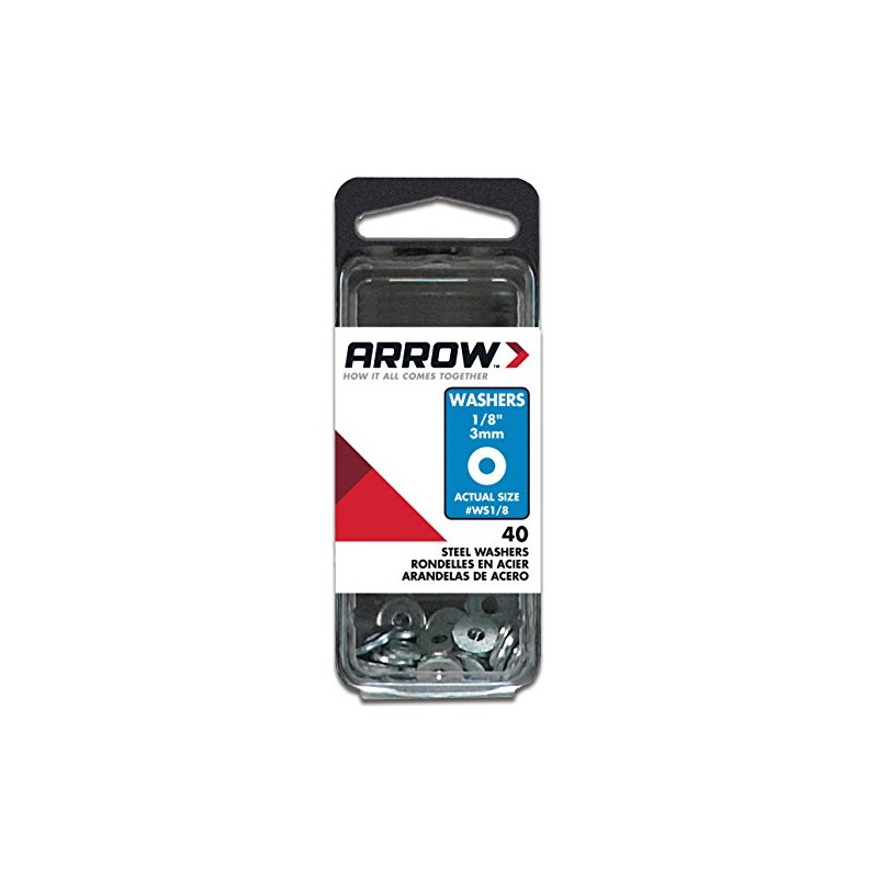 Arrow WS1/8 Steel 1/8-Inch Flat Washers for Screws, Bolts, and