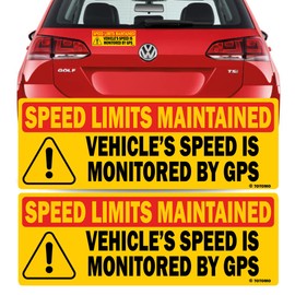 TOTOMO Red 2pk Vehicle Speed is monitored by GPS Speed limits are maintained Magnet Sticker 10"x3.5" Highly Reflective Premium Quality Car Safety Caution Sign #SDM-14R-M