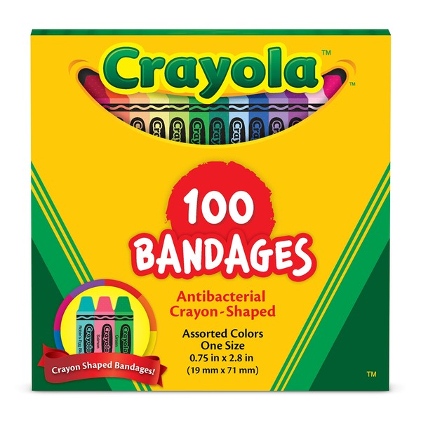 Crayola Shaped Kids Bandages, 100 CT | Great for Birthdays, Party Supplies, Stickers, Stocking Stuffer or White Elephant Gift | Adhesive Bandages for Minor Cuts, Scrapes, & Burns
