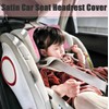 Toeloioh 2Pcs Satin Car Seat Headrest Cover for Babies, Non-slipand