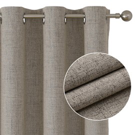 Joydeco 100% Blackout Curtains 96 Inches Long 2 Panels Set, Linen 95 Inch Blackout Curtains 2 Panels, Room Darkening Textured Curtains for Bedroom Living Room Window (42x95 inch,Linen)