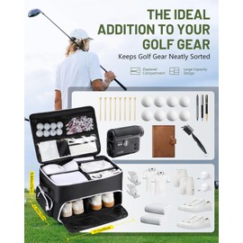 BRANTMAKER Golf Trunk Organizer, Golf Accessories for Men/Women to Storage Stuff and Gear, Cool Gifts for Golfers, Dad, Him/Her, Birthday or Father’s Day (White)