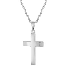 trendor Cross Pendant 21 mm White Gold 333 (8 Carat) with Silver Chain Timeless Necklace for Men and Women, Jewellery Made of Real Gold and Silver, 75966, White Gold