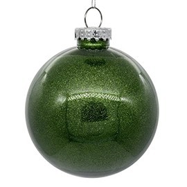 Vickerman 3" Clear Ball Christmas Ornament with Moss Green Glitter Interior.