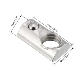 TA-VIGOR 12Pcs M6 Roll-in Spring T Nuts, Carbon Steel T-Slot Nuts for 2020 Series Aluminium Extrusion Profiles with 6mm Groove, Nickel-Plated Elastic Ball Nut