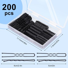 TsMADDTs TsMADDTs Bobby Hair Pins Kit, 200PCS U Shaped Bobby Pins Black for Women, Ballet Buns with Box, 2.4IN and 2IN