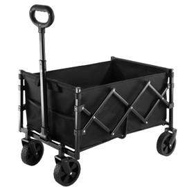200LBS Collapsible Wagon,Small Wagons Carts Foldable Lightweight Utility Wagon Beach Wagon with Wheels Removable for Camping Garden and Grocery(Black)