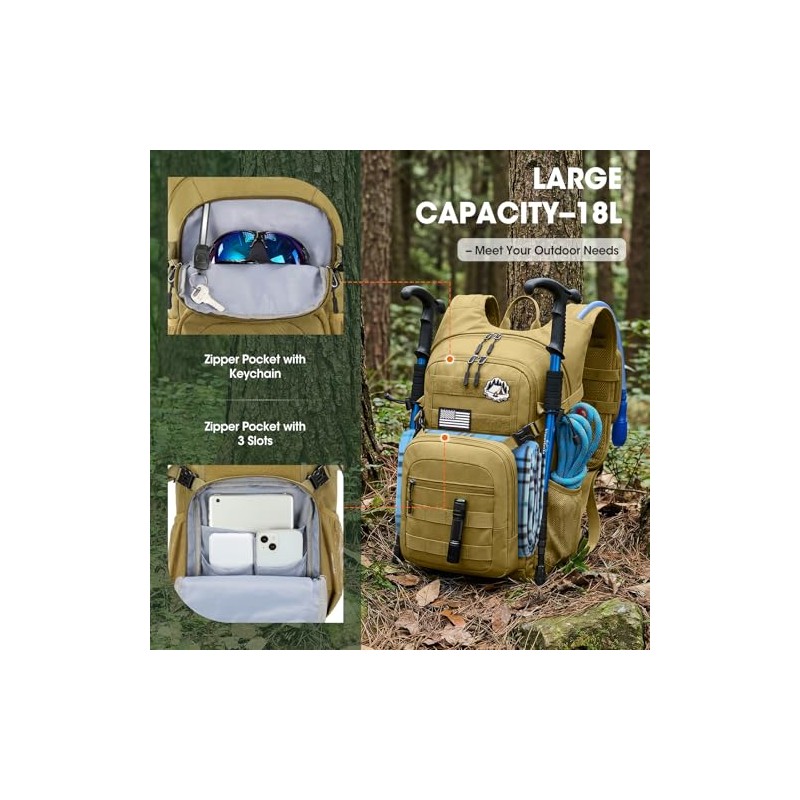RAINSMORE Hydration Backpack with 2L Hydration Bladder Insulated 18L Hiking