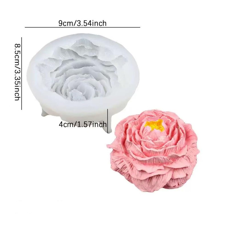 3D Peony Flower Silicone Candle Mold for Wax Soap Candle