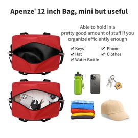 Small Gym Bag Carry On Bag - 12 inch Mini Duffle Bag Lightweight for Overnight Travel-Red