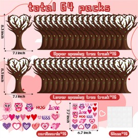 BeYumi 16Pcs Valentine’s Day Heart Trees Craft Kit for Kids Make Your own Valentine Owl Heart Trees Decorations DIY Valentine’s Day Crafts Set Holiday School Classroom Home Party Fun Activities Decor