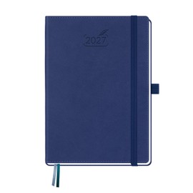 BEZEND 2027 Diary A5 Week to View with Vertical Timeslots Hardback Weekly Planner with Monthly Tabs, Pen Holder & 100 gsm Paper. Appointment Diary for Work Professionals, Vegan Leather, Blueberry