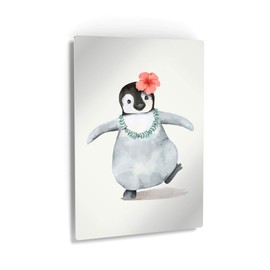 Smile Art Design Cute Animals Watercolor Paint Penguin Wall Decor METAL PRINT Kids Room Decor Metal Wall Art Baby Room Decor Nursery Decor Made in the USA- 17x11