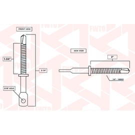 MEGAFastener FWTO Zinc Plated 3.25" Eye Lag Self Tapping Drilling Point Screw (Qty 100)