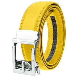 Gelante Ratchet Belt for men, Mens Belts Leather 1.3'' Adjustable Trim to Fit Dress Belt G806 Yellow