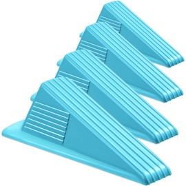 Frienda 4 Pcs Jumbo Door Stoppers Heavy Duty Door Stopper Tall up to 2inch Tall Wedge TPR Large Wedge Stackable Big Rubber Doorstop for Hotel Carpet Hardwood Concrete and Tile (Blue)