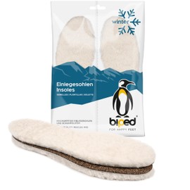 biped Premium Lambskin Insoles Curly - Breathable Shoe Insoles Made of Real Fur with Natural Cork Underside - Extra Thick and Warming - for Winter Shoes, Boots and Work Shoes z2791 (44-45)