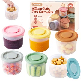 Silicone Baby Food Containers,6 Pack Spill-Proof Snack Containers with Lids
