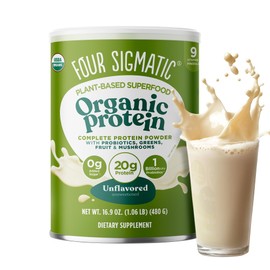 Four Sigmatic Organic Plant-Based Protein Powder Unflavored Protein with Lion’s Mane, Chaga, Cordyceps and More | Clean Vegan Protein Elevated for Brain Function and Immune Support | 16.9 oz
