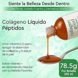 Colageno Hidrolizado Puro Liquido Con Vitamina C - 24 Porciones (334gL) Alta Absorcion Preparacion Instantanea Facil Digestion Alta Concentracion -...