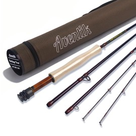 Aventik Heritage Trout Fly Fishing Rod with Extra Tip, 8'6'' 4wt & 9'0'' 5wt 6wt, 4/5-Pcs Travel Fly Rod, High Carbon Fiber Fast Action for Small Creeks & Rivers(9'0'' LW5)
