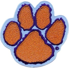 Orange Clemson Footprint Sport Embroidered Sew on Patch - Iron on Patches for Animal Lovers, Indian Wildlife Lovers - Environment Emblem for Jackets, Jeans, Backpacks, Hats and Shirts