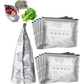 Bolsas Reutilizables de Aluminio con Cremallera,Base Ancha y Etiqueta – Ideales para Verduras,Frutas,Carne – Nevera,Congelador o Viaje. (10 Pcs, Small)