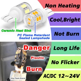 Heifymi T10 T5 921 912 168 194 RV Interior Light Bulbs 2W 6000K Daylight White AC/DC 12V-24V Replacement for Camper Trailer Motorhome Marine Boat Dome Lights Outdoor Landscape Path Lighting, 3 Pack