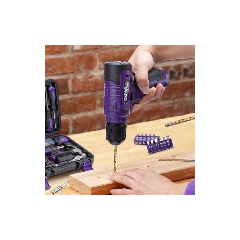 CARTMAN 150-Piece Household Tool Set, 8V Cordless Drill Driver Kit,