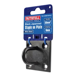 Faithfull FAICHBSTAPLE Black Japanned Steel Staple On Pre-Drilled Plate (50 x 50mm)