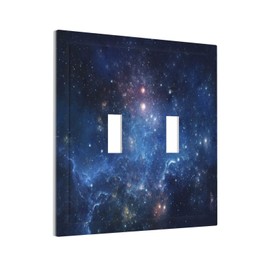 Fantastic Nebula Milky Way 2 Gang Double Toggle Wall Plate Cover Aerospace Starry Sky Universe Decirative Galaxy Cosmos Outer Space Electrical Faceplate Light Switch Plate for Bathroom Kitchen Home