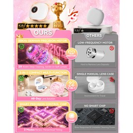 2026 Upgraded Ultrasonic Contact Lens Cleaner 52KHz【5.0 Ultra Powerful Motor】【Ultrasonic 360° Deep Clean】【Smart Control Chip】Rechargeable Portable Lens Washer I for Soft Hard Lenses Home Travel(White)