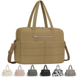 Vankor Travel Duffel Bags, Weekender Bags for Women Men Gym Duffel Bag Personal Item Travel Bag Foldable Tote Carry On Overnight Workout Bag, Brown