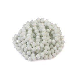 RIAH FASHION Hand Knotted Beads Endless Long Statement Necklace - Handmade Versatile Beaded Multi Layer Infinity Wrap 60" Sparkly Faceted Crystal Rondelle (White)