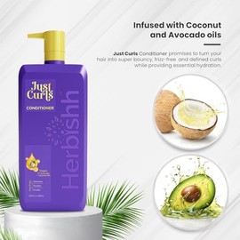 Acondicionador Just Curls con aceite de aguacate Acondicionador nutritivo para cabello rizado Fórmula que realza los rizos Repara el cabello dañado y controla el frizz Vegano y sin parabenos (16,91 fl.oz)