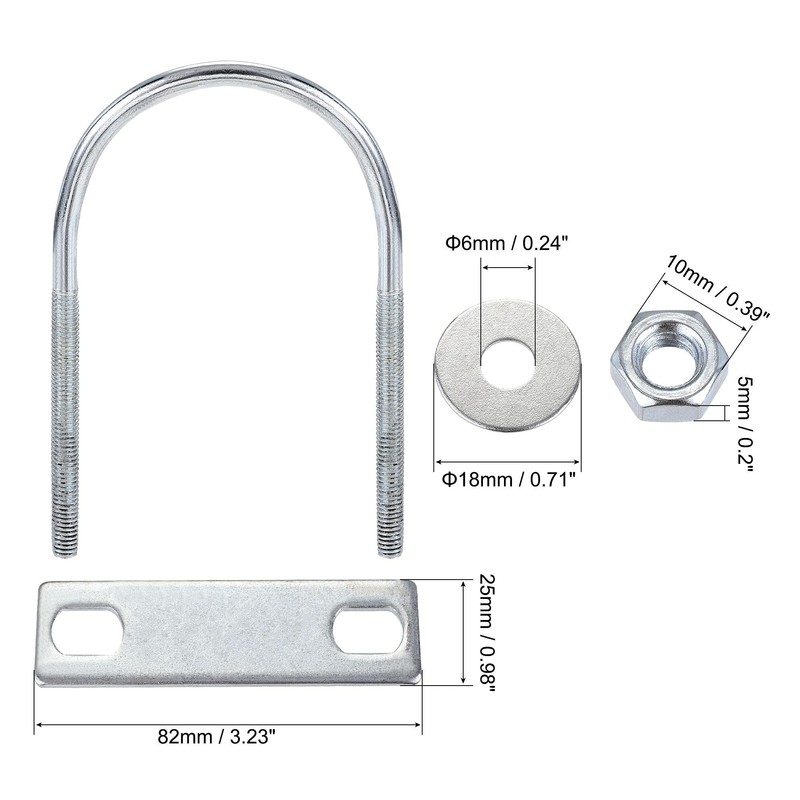 sourcing map Round U-Bolts 4 Sets 2.36"(60mm) Inner Width 110mm